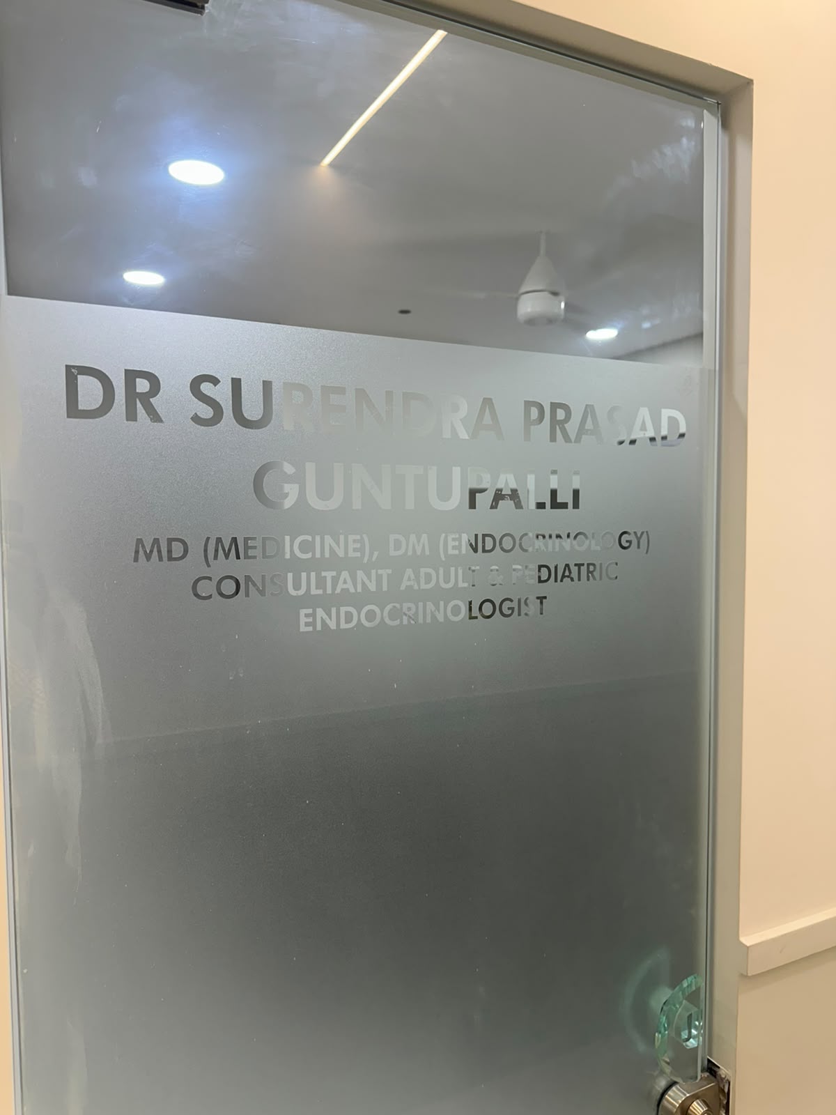 Doctor name display board at Dr Surendra Endocrine Center in KPHB Hyderabad
